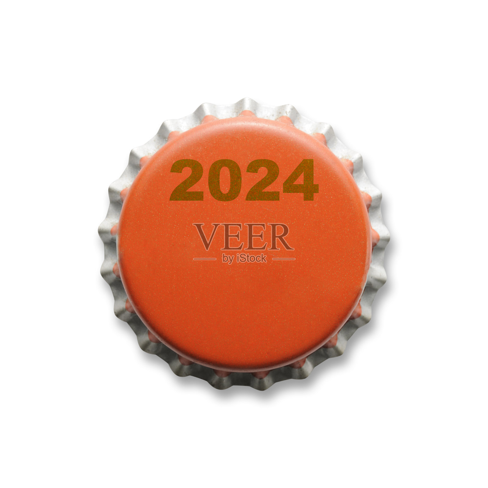 孤立的镜头旧2024橙色金属瓶盖在白色背景照片摄影图片