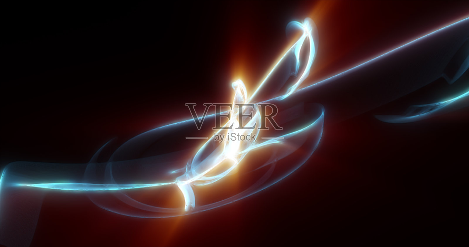 抽象波的蓝色能量魔法烟和发光线在黑色的背景照片摄影图片