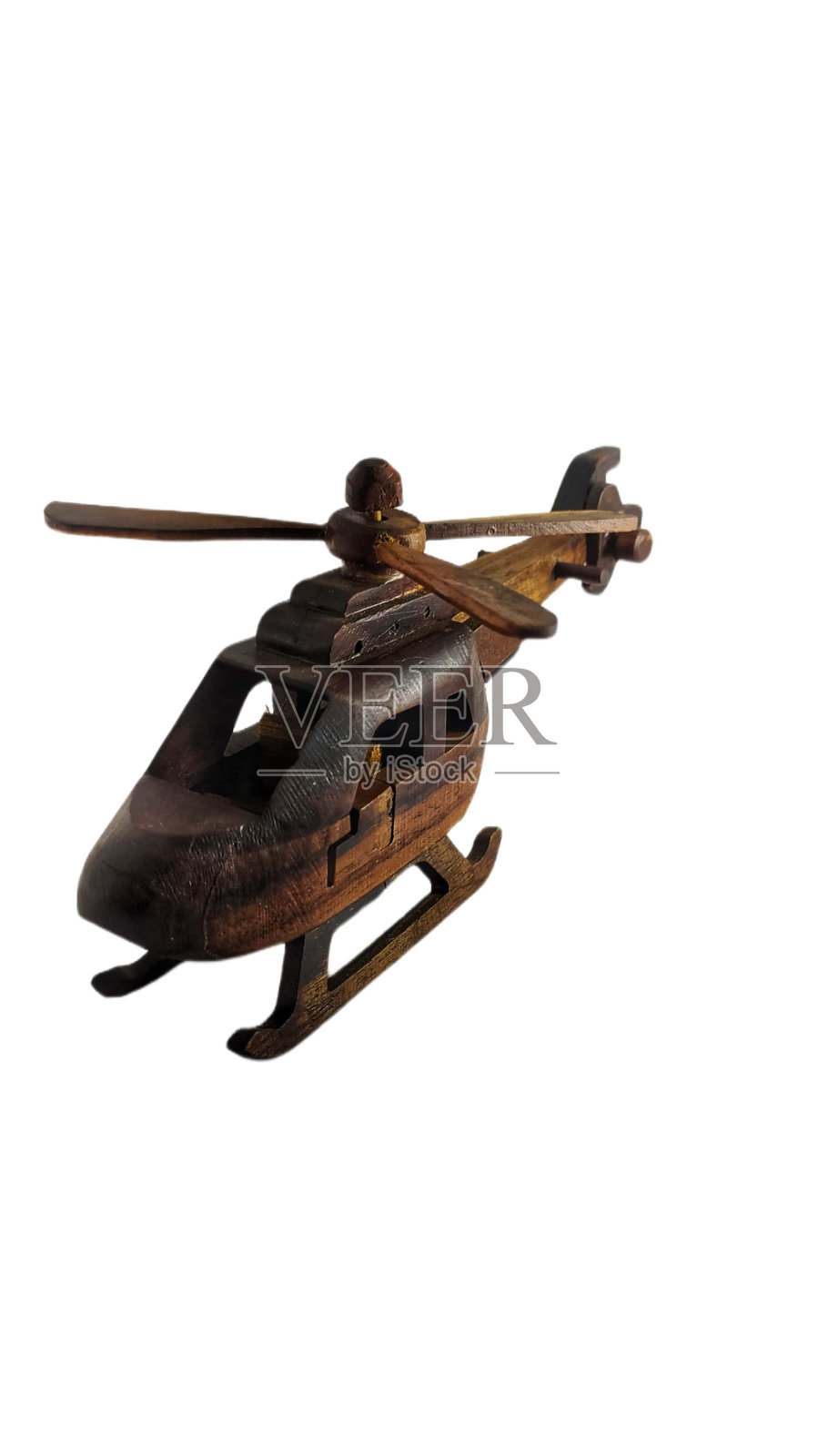 木制直升机玩具孤立在白色背景照片摄影图片