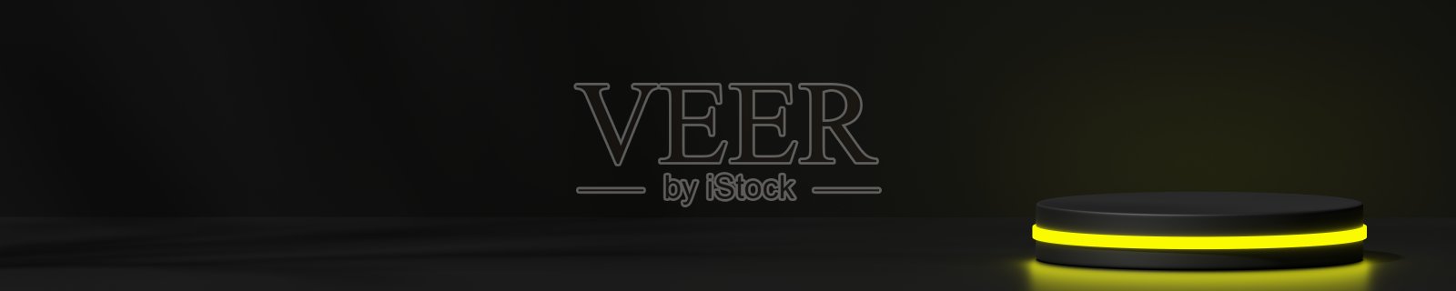 黑色背景上的霓虹灯讲台，3d渲染照片摄影图片