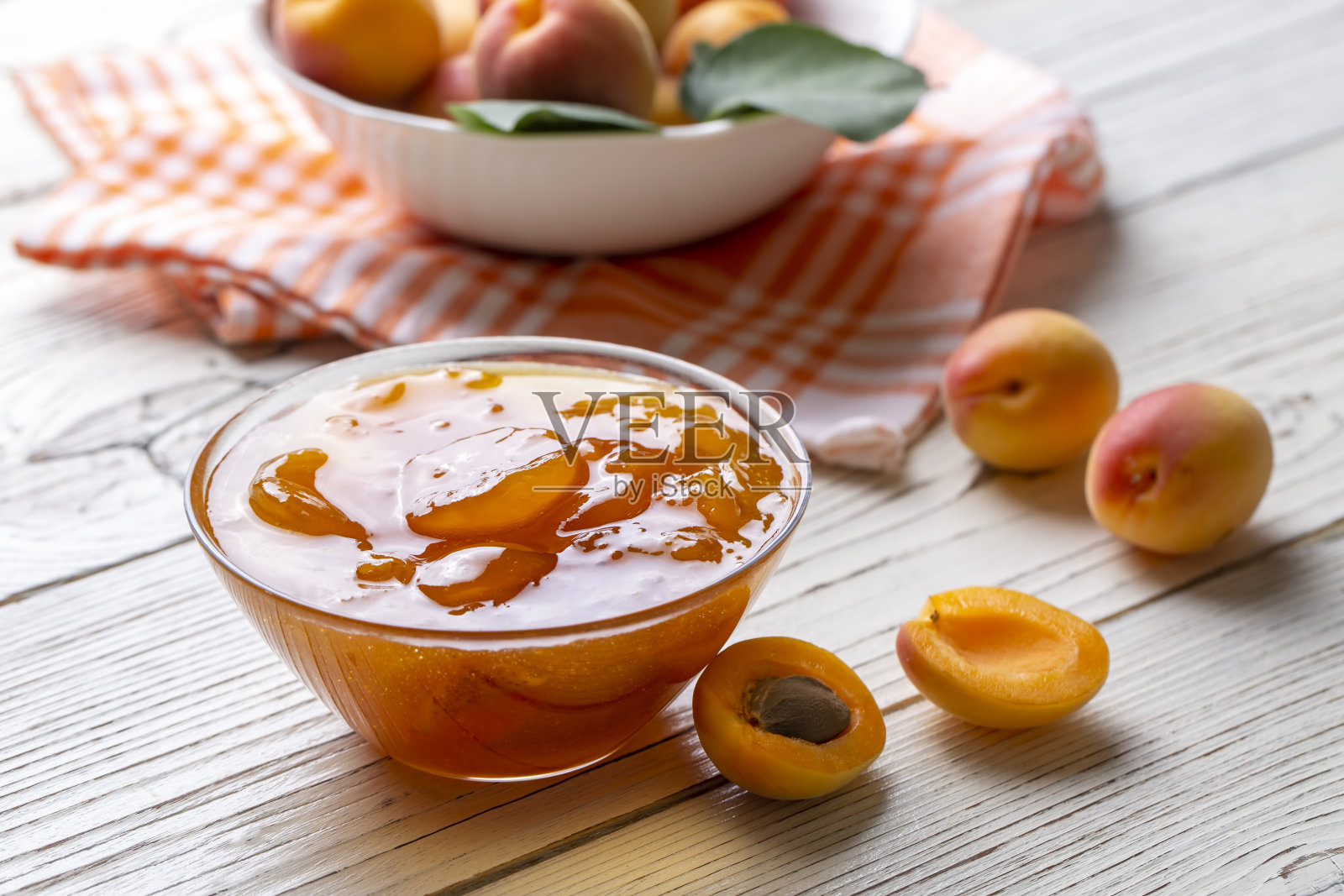 杏果和杏果酱照片摄影图片