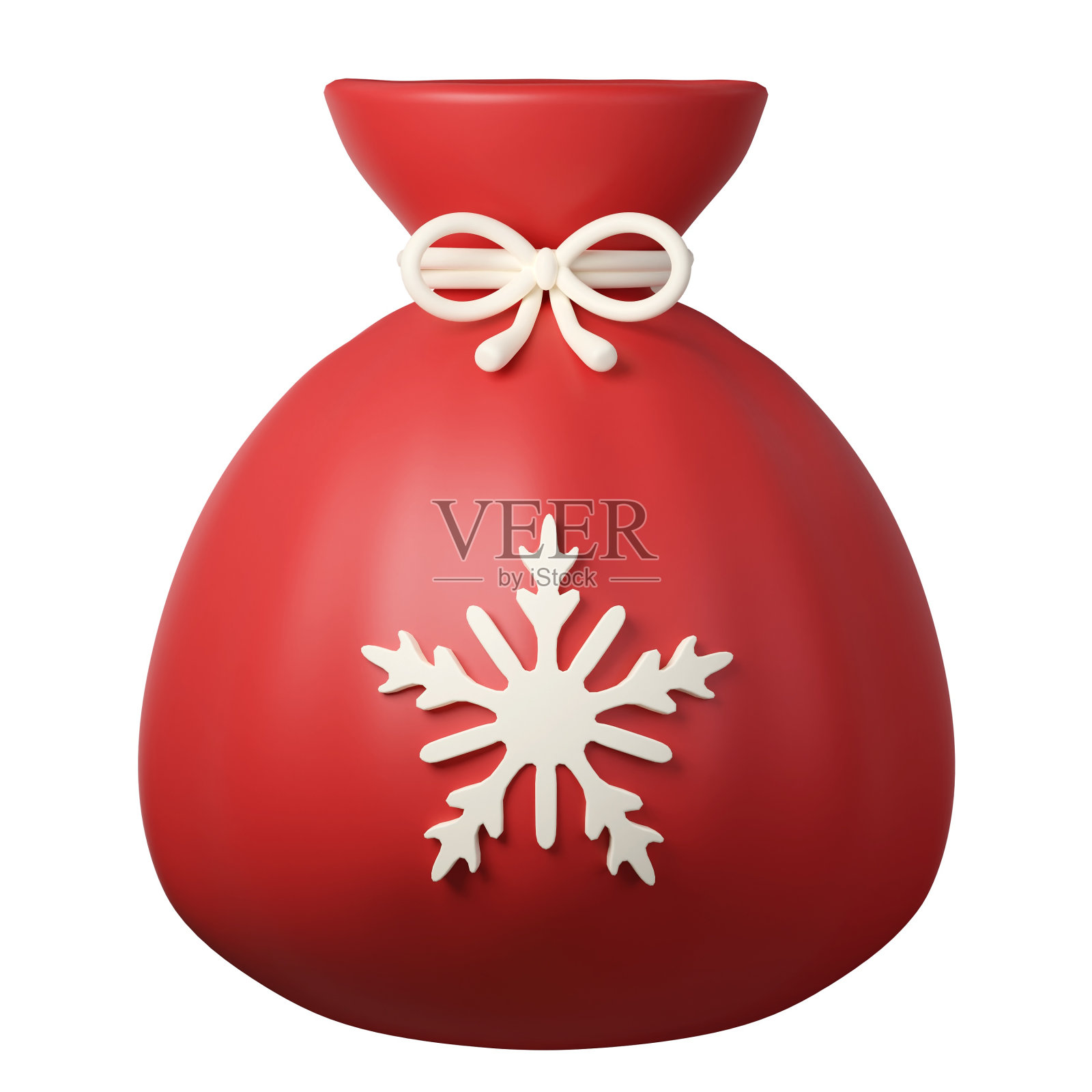 3d圣诞礼物袋图标。最小装饰的节日圆锥形树。新年的节日装饰。动画风格的3d设计元素。图标孤立在白色背景。三维演示照片摄影图片