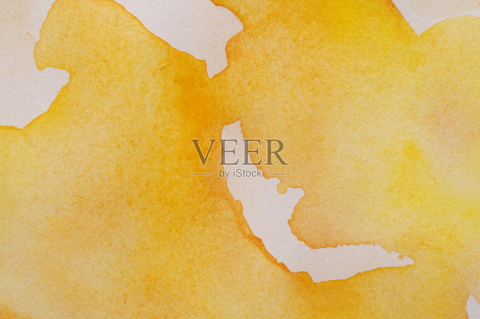 白色纸上的抽象橙色水彩画，俯视图照片摄影图片