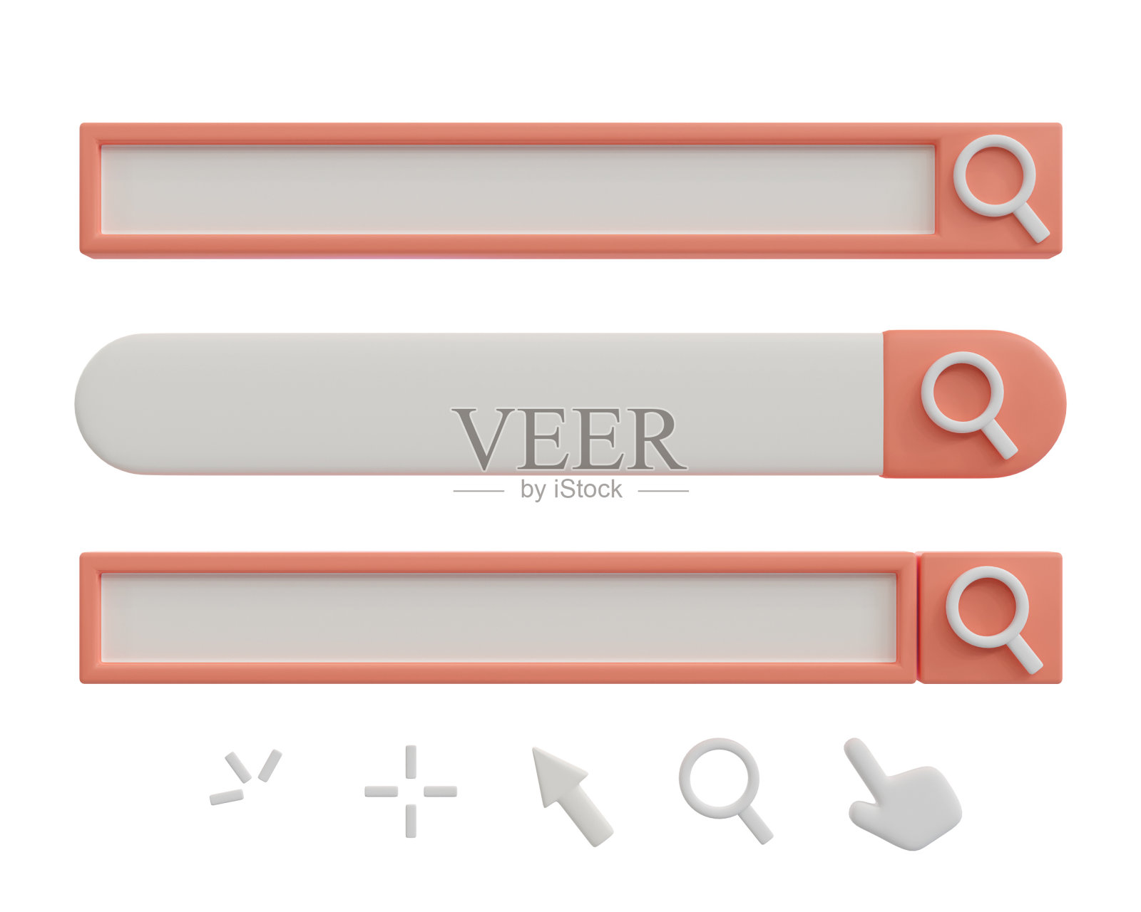 3d渲染一组3d搜索网站，既可爱又适合营销目的照片摄影图片