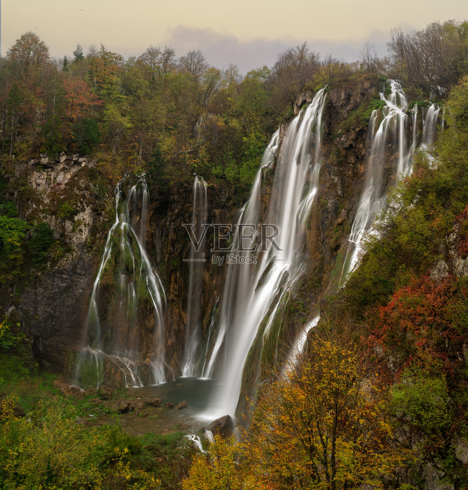 大瀑布，普利特维采湖国家公园，克罗地亚照片摄影图片