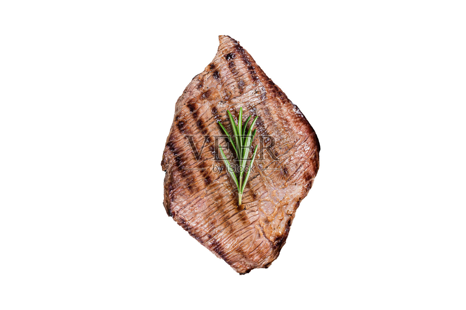 加迷迭香烤牛腩。孤立，白色背景。照片摄影图片
