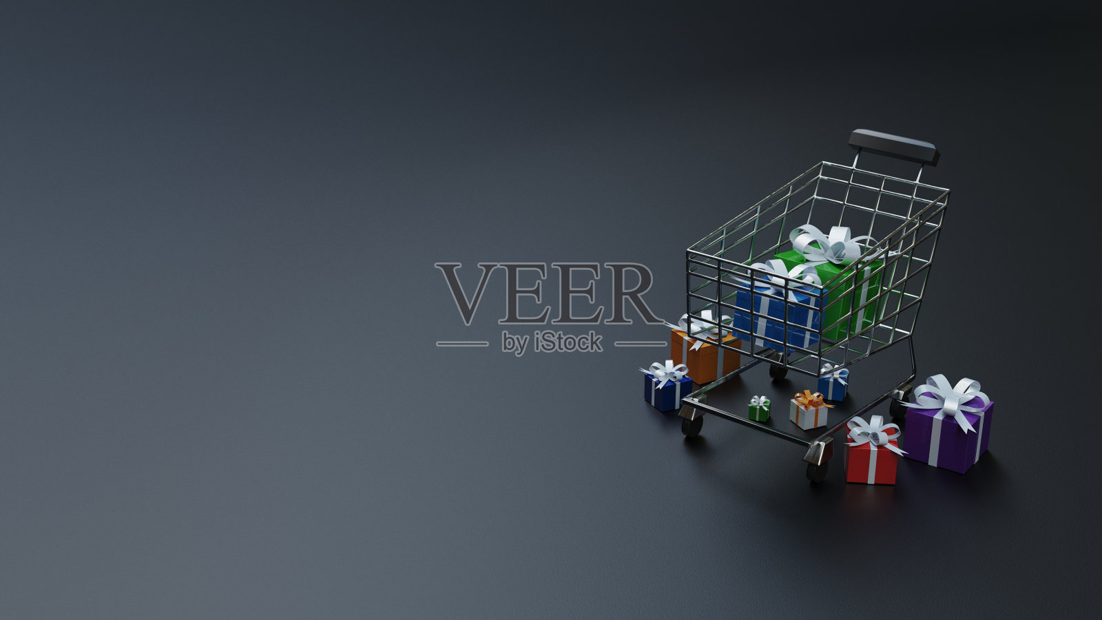 购物车里装满了礼品盒、社交媒体帖子、横幅、海报、网页横幅、折扣、赠品、大甩卖、黑色星期五、网络星期一、星期、照片摄影图片