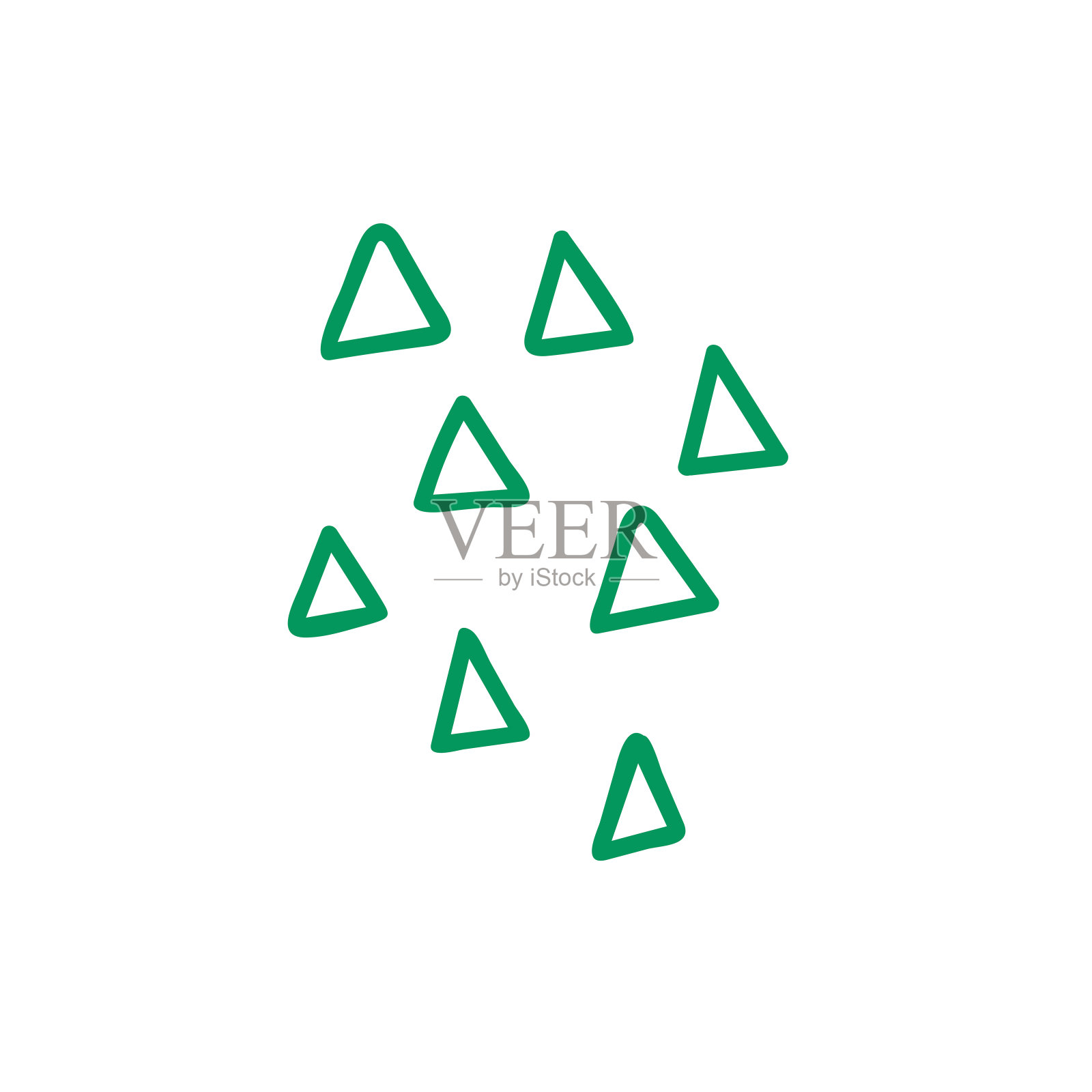 一组抽象几何形状的三角形。幼稚的彩色手绘矢量插图插画图片素材