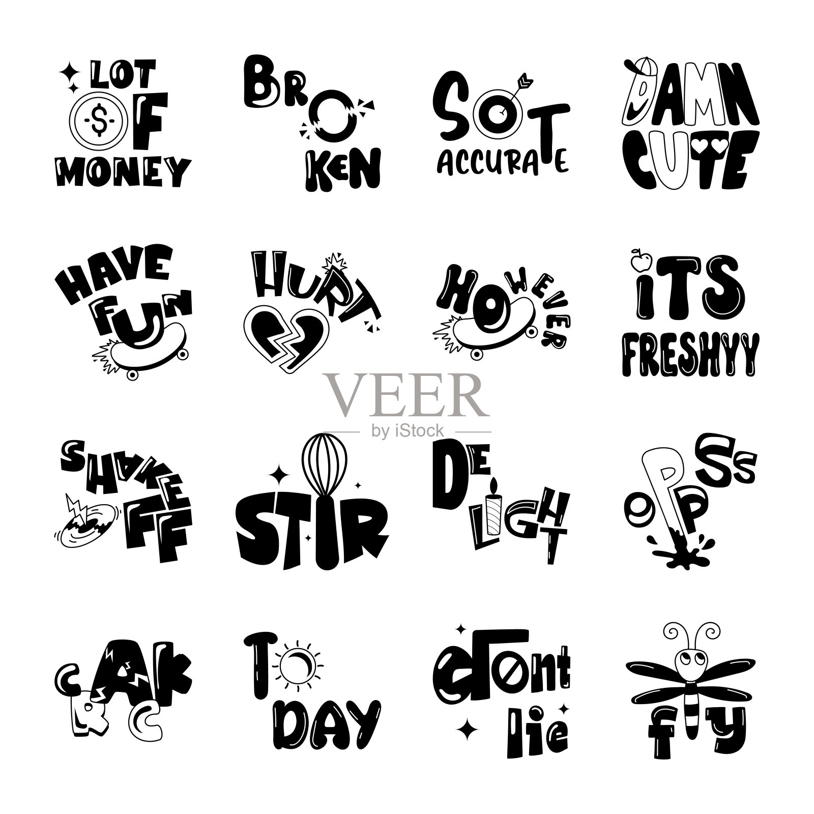 包排版字形贴纸插画图片素材