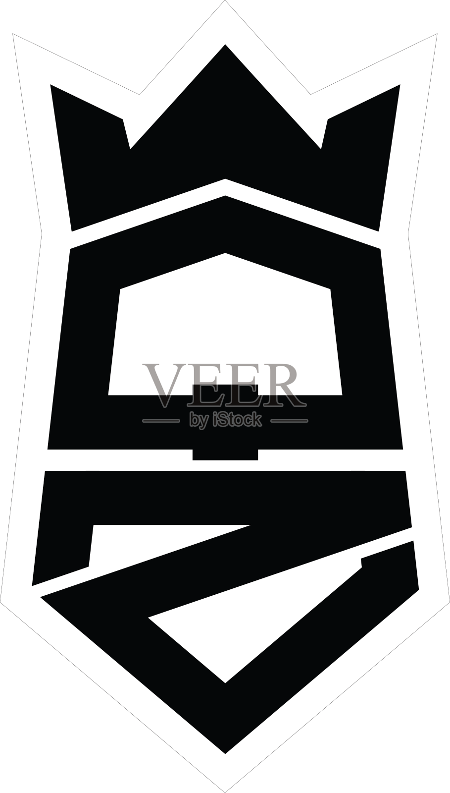 Qz字母标志字母组合六角形盾形起来设计元素图片