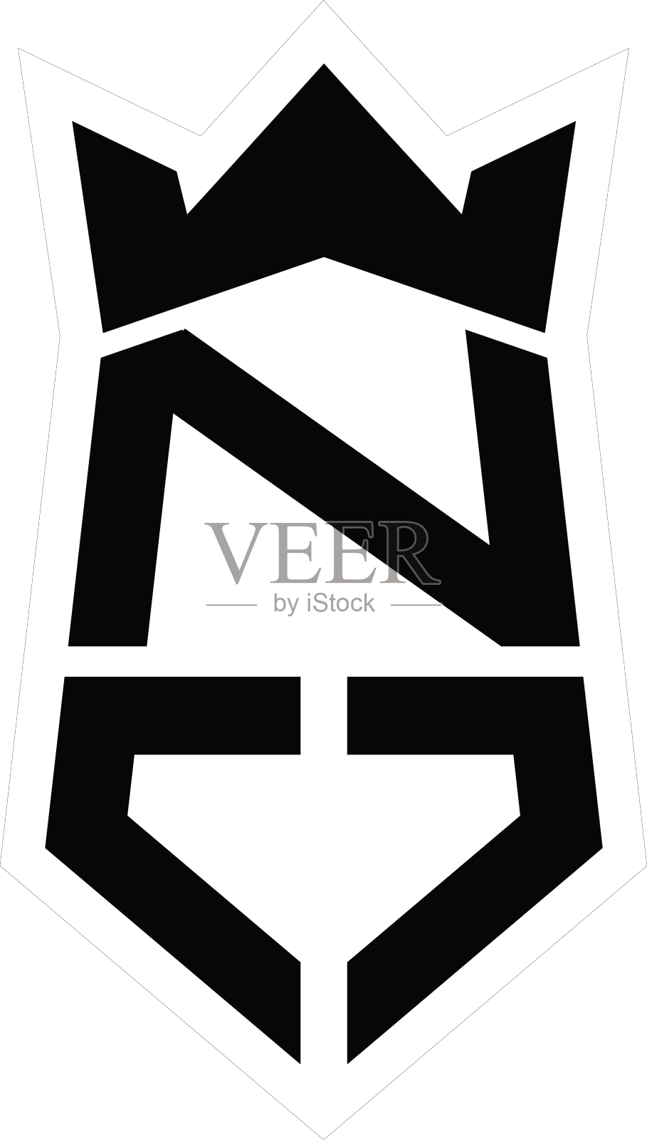 没有字母标志，六边形盾牌形状的字母组合起来设计元素图片