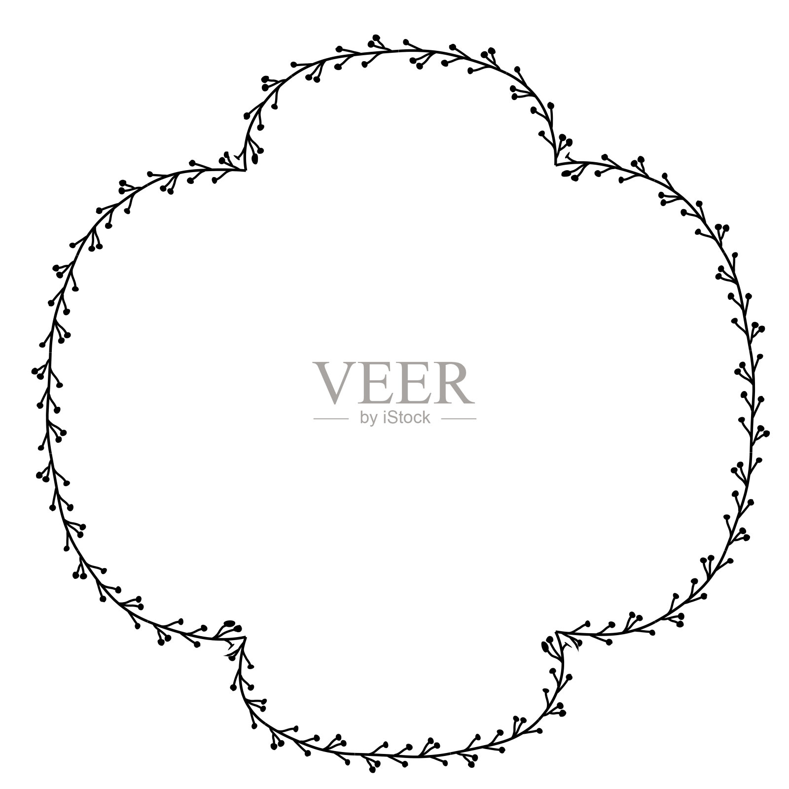 方形框架月桂花环轮廓黑色水平复古框架花花叶边界植物分支月桂华丽的叶子元素设计边界复古徽章装饰插画图片素材