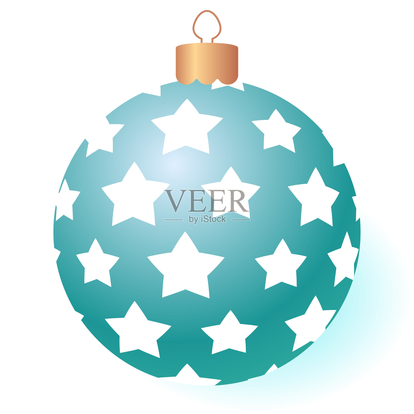 圣诞球颜色绿色，有星星图案插画图片素材