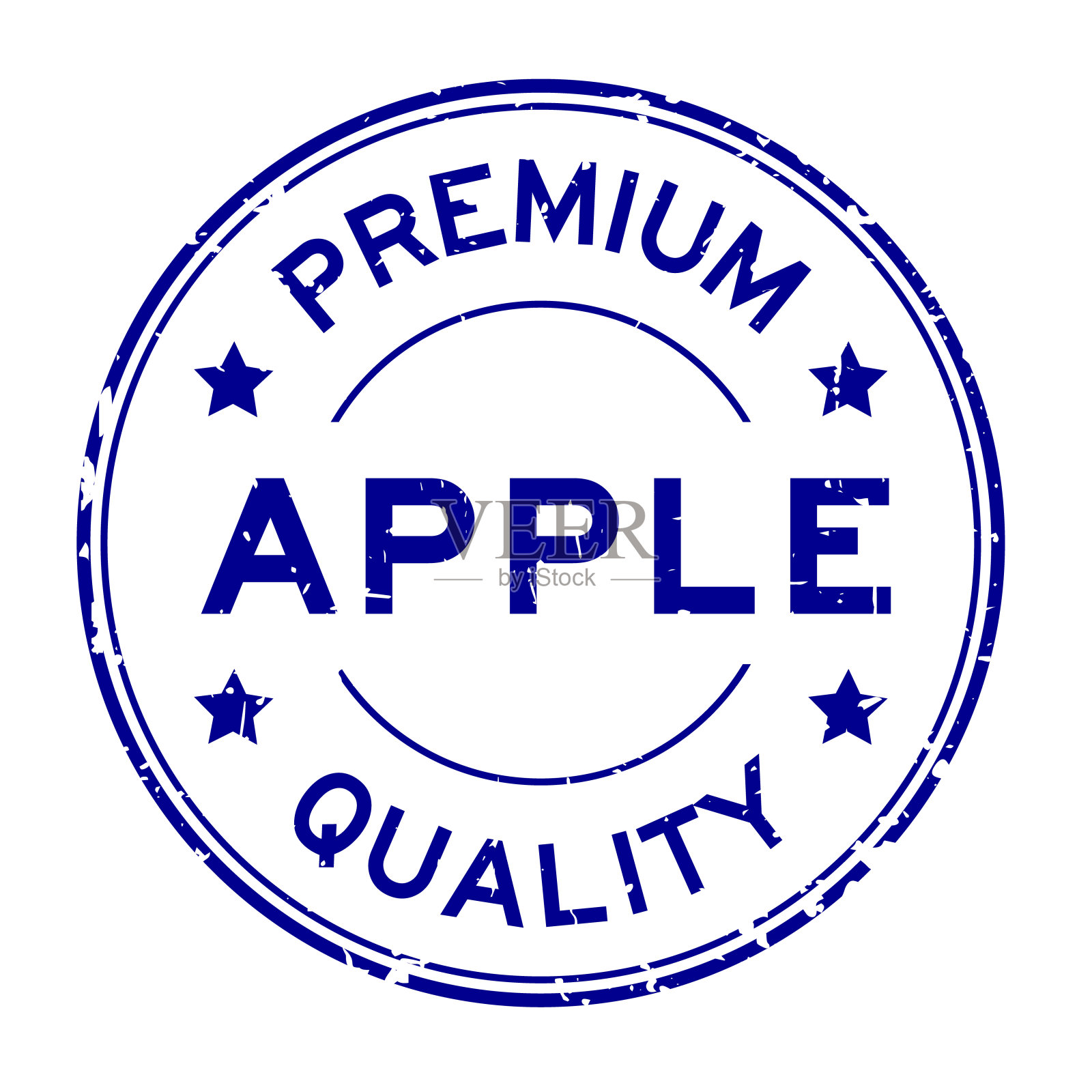 垃圾蓝优质苹果字圆形橡胶印章白色背景插画图片素材