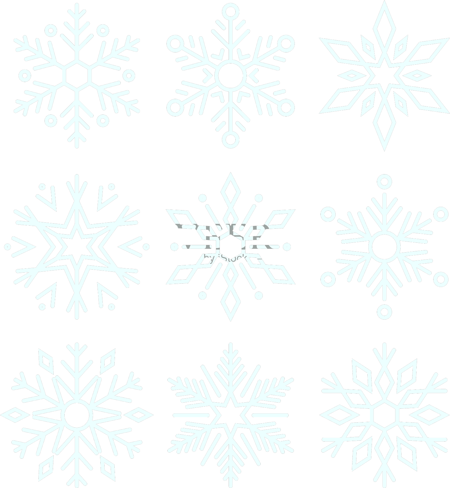 几何形状的雪花镶嵌着复杂的冰晶设计元素图片