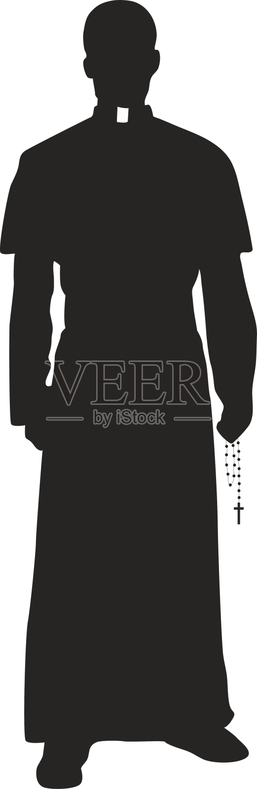 神父十字头剪影设计元素图片