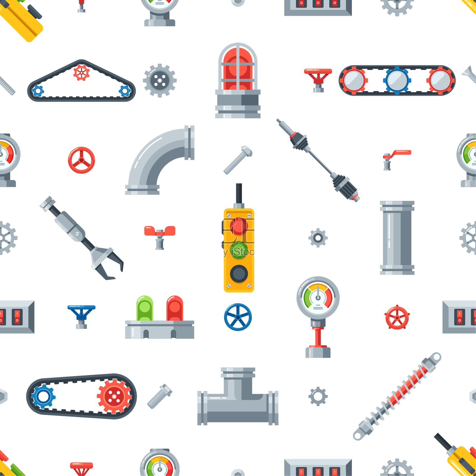 无缝图案与机器零件创建一个设计元素图片