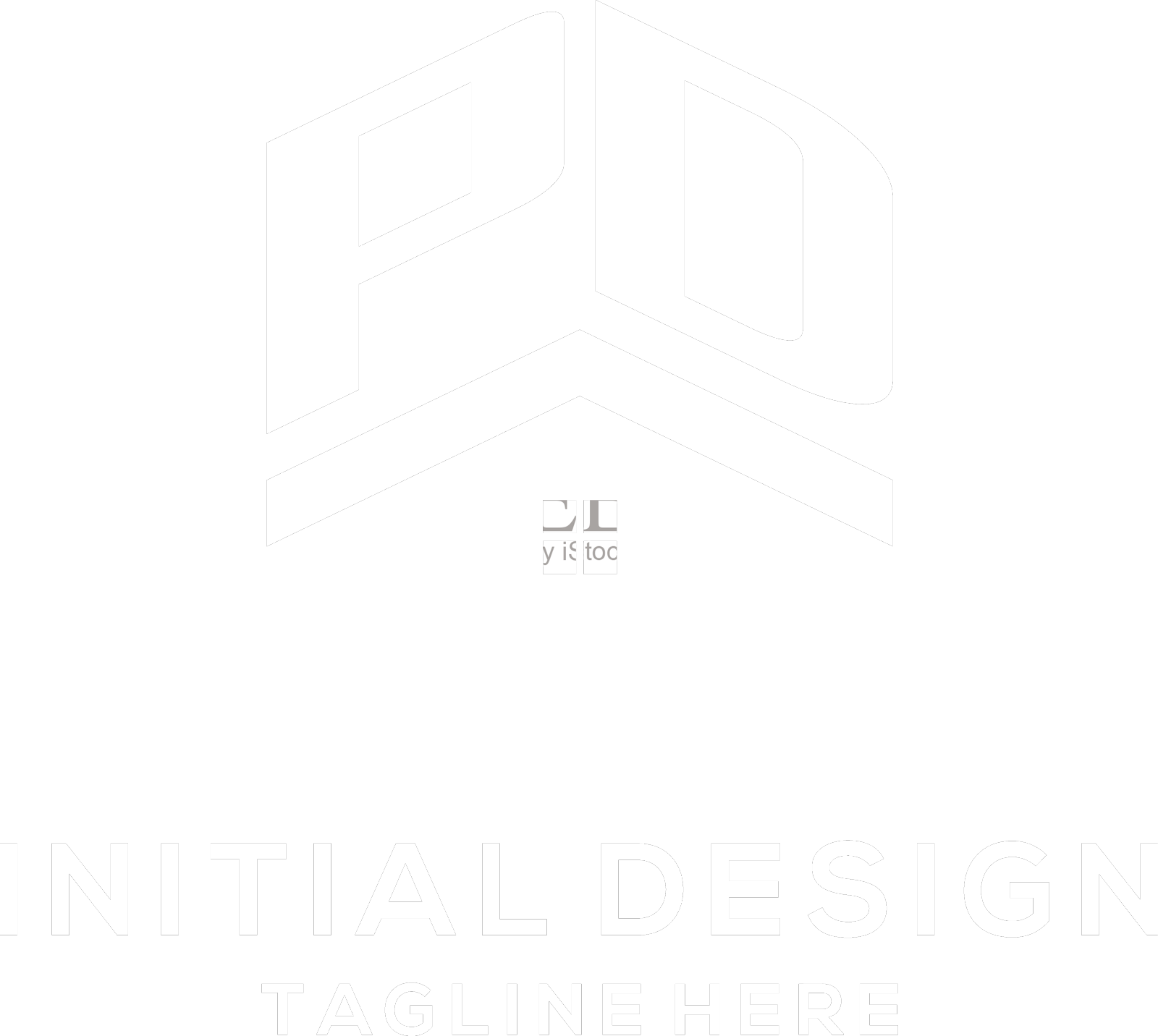 最初的pd标志与抽象的家庭屋顶简单设计元素图片