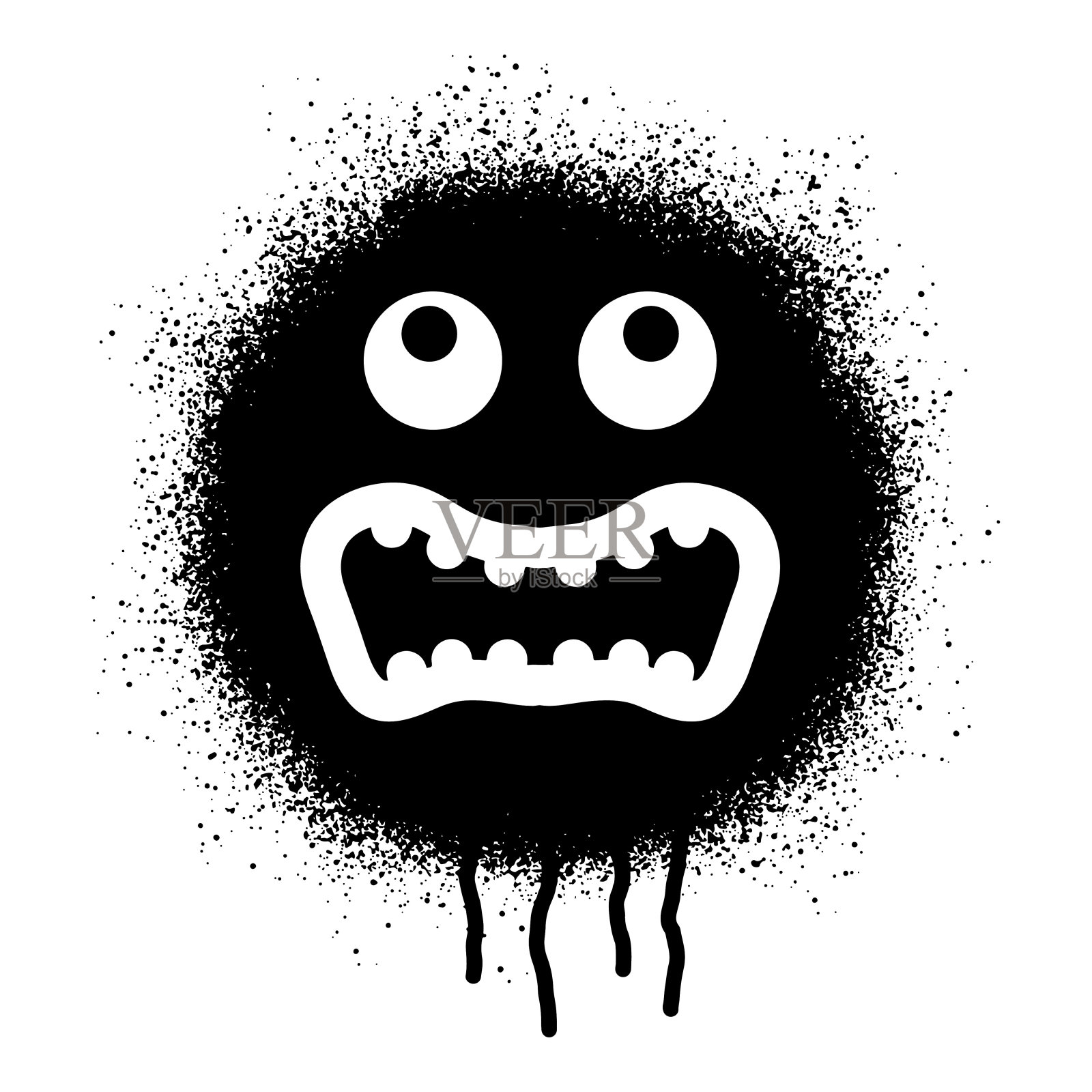 用黑色喷漆涂鸦愤怒的脸插画图片素材