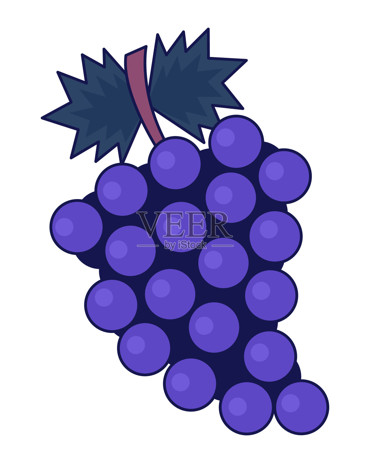 水果葡萄串二维线性卡通对象插画图片素材