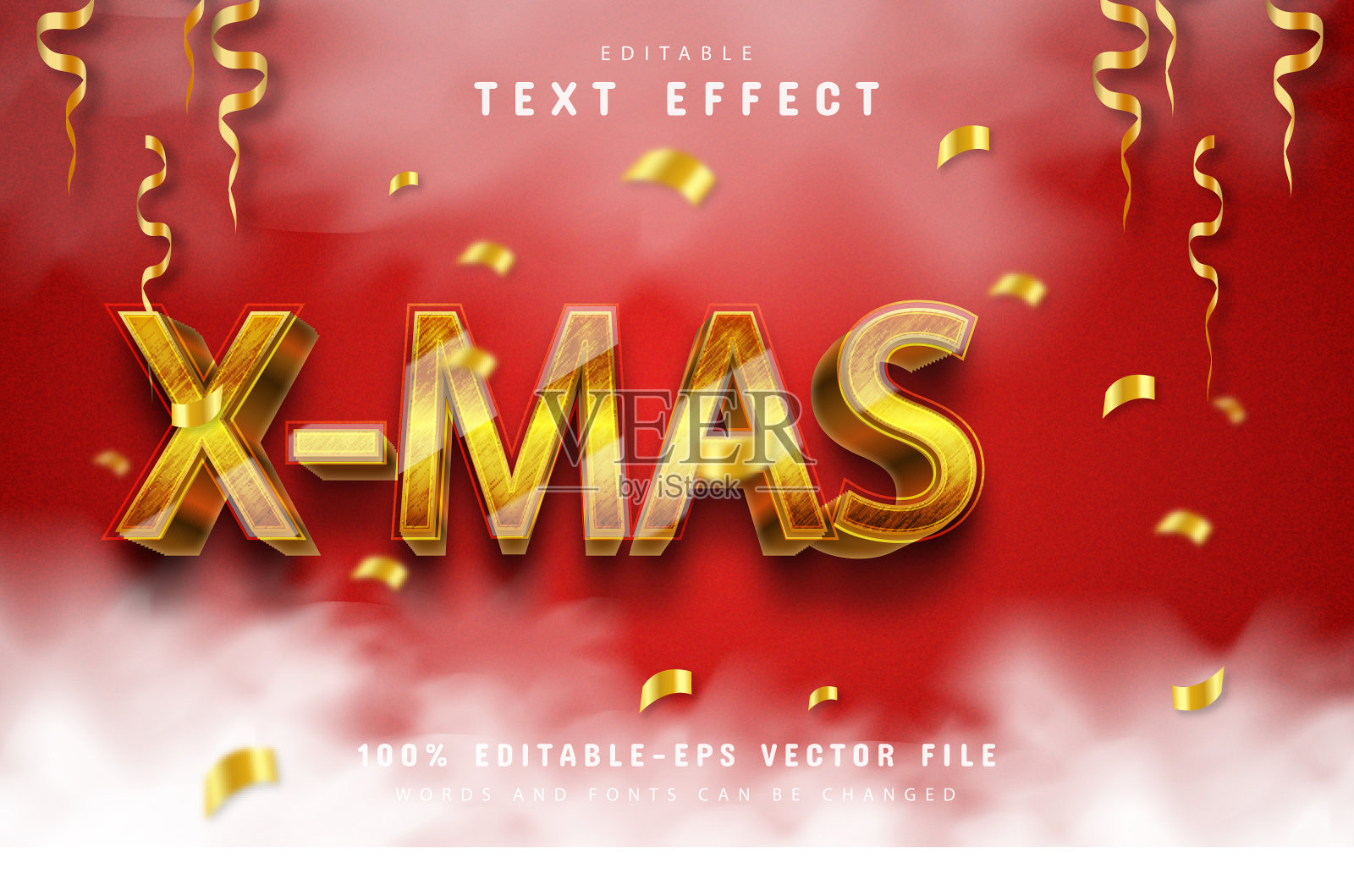圣诞黄金3d文字效果可编辑插画图片素材