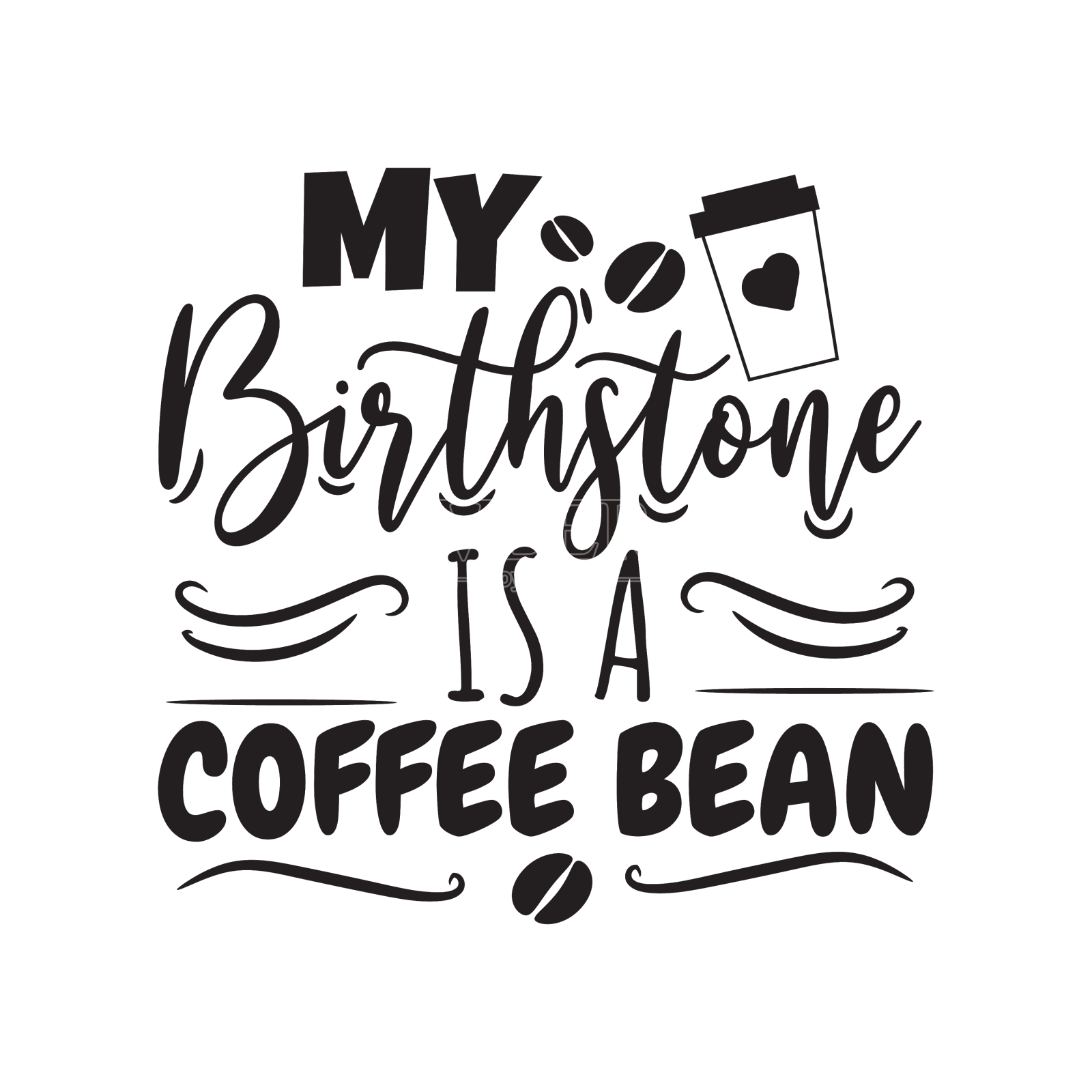 我的诞生石是白色的咖啡豆图案设计元素图片