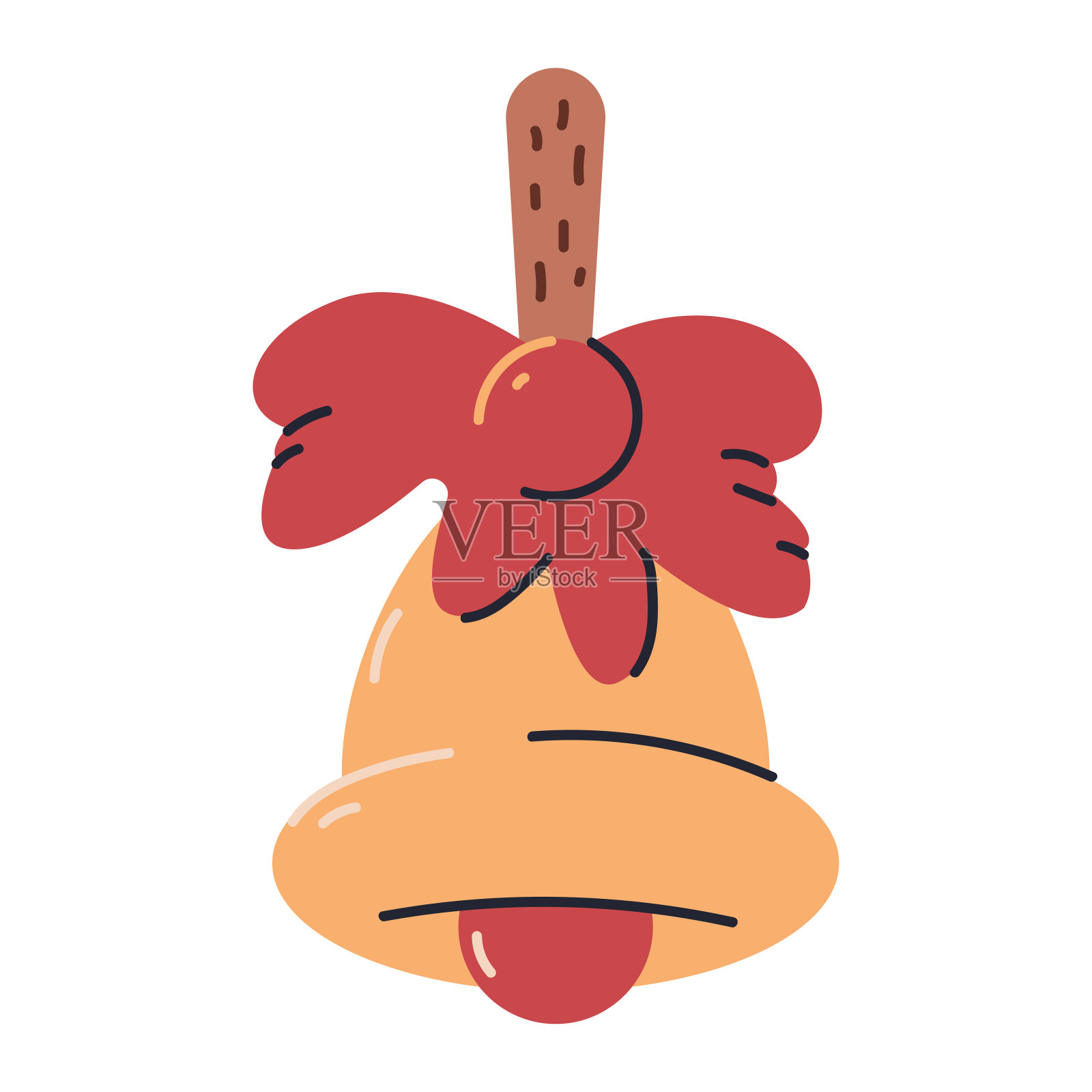 圣诞钟与红色弓矢量卡通插图孤立在一个白色的背景。插画图片素材