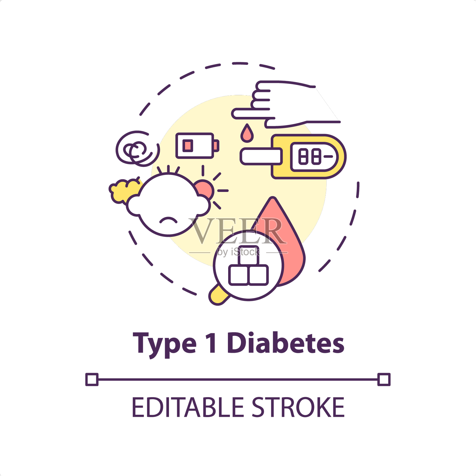 2d可定制细线图标1型糖尿病设计元素图片