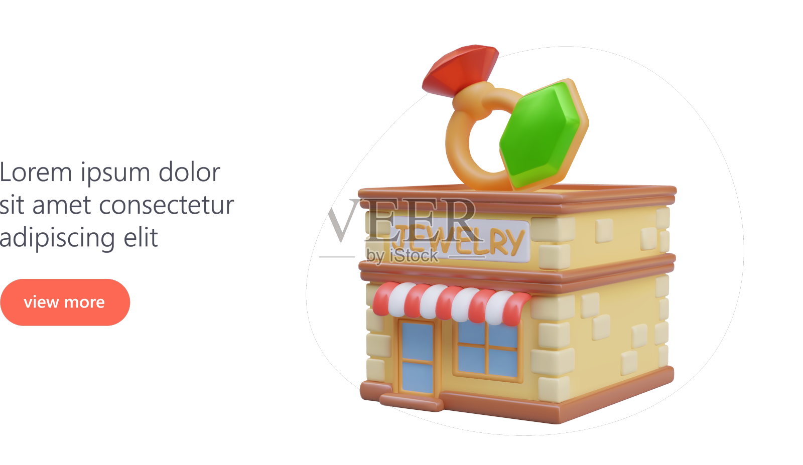 3d珠宝店建筑侧视图婚礼设计元素图片