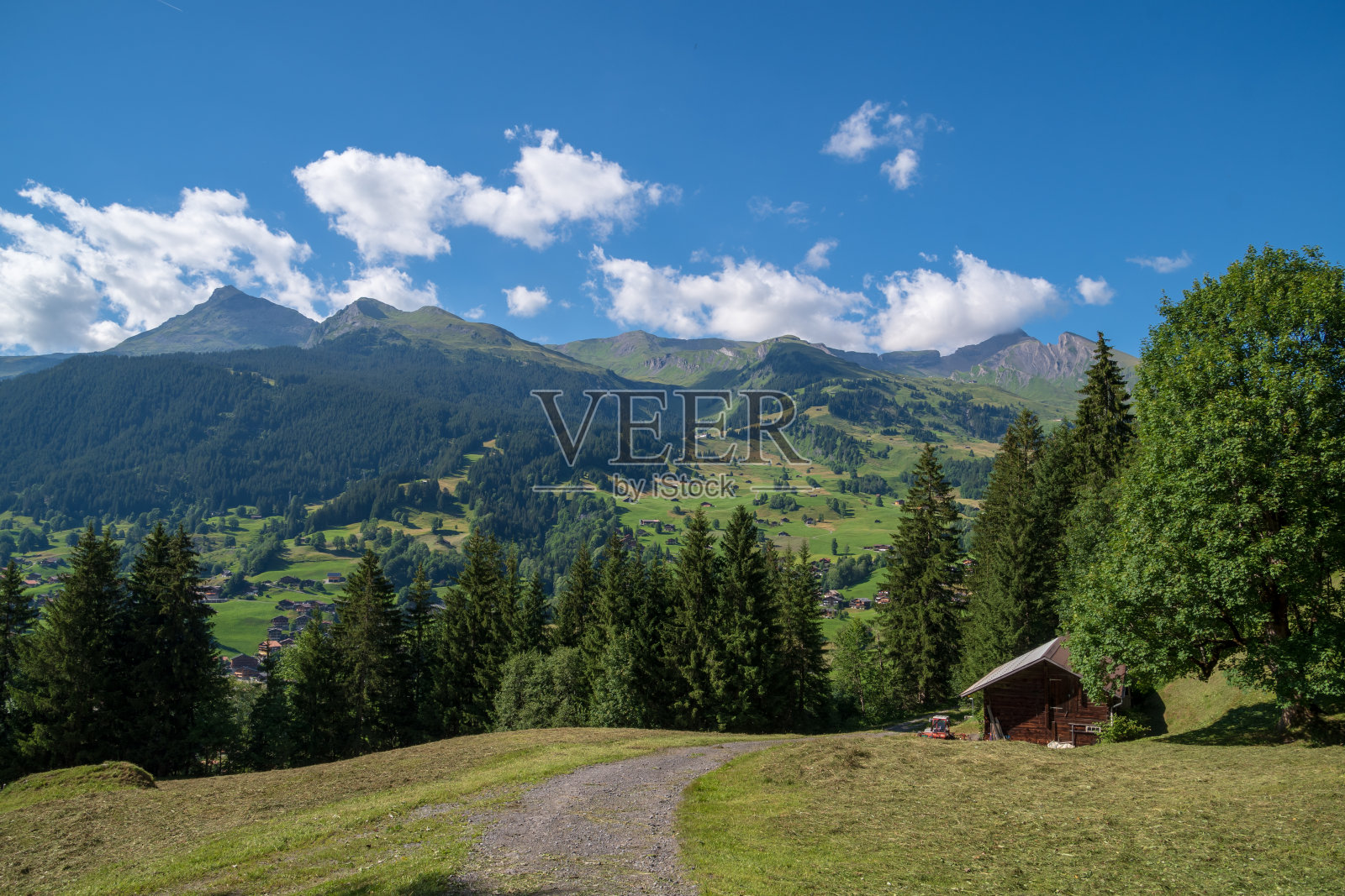 格林德沃山脉的钢索，平斯特格缆车照片摄影图片