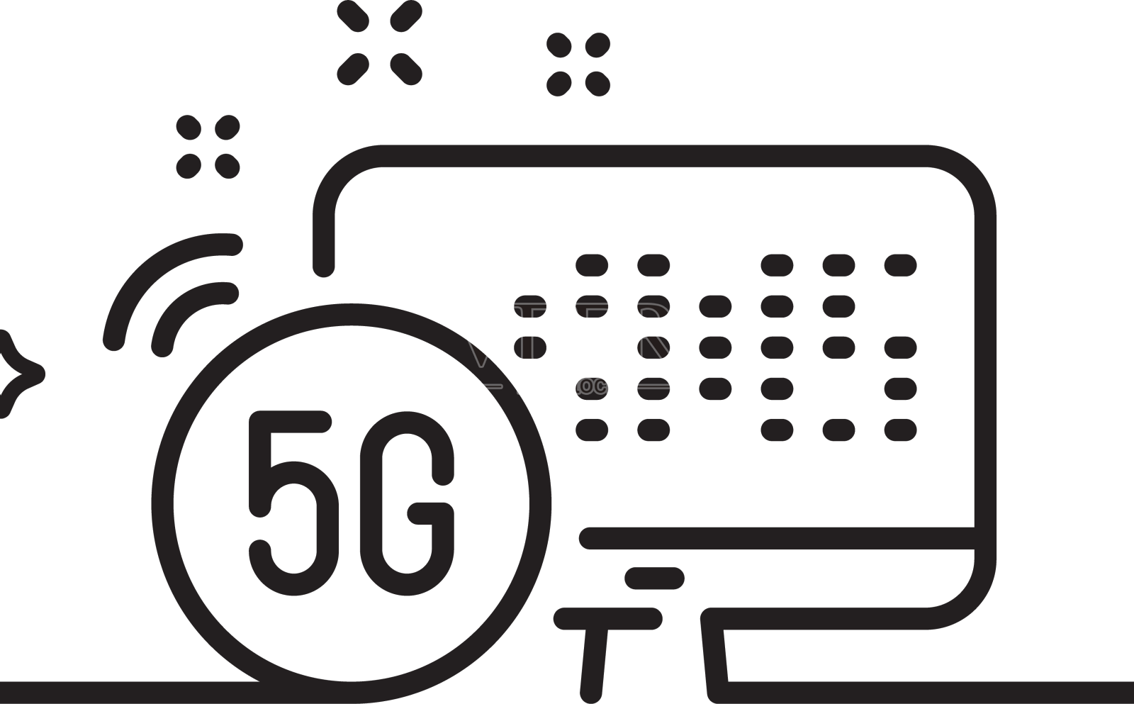 5g互联网线路图标无线技术标志设计元素图片