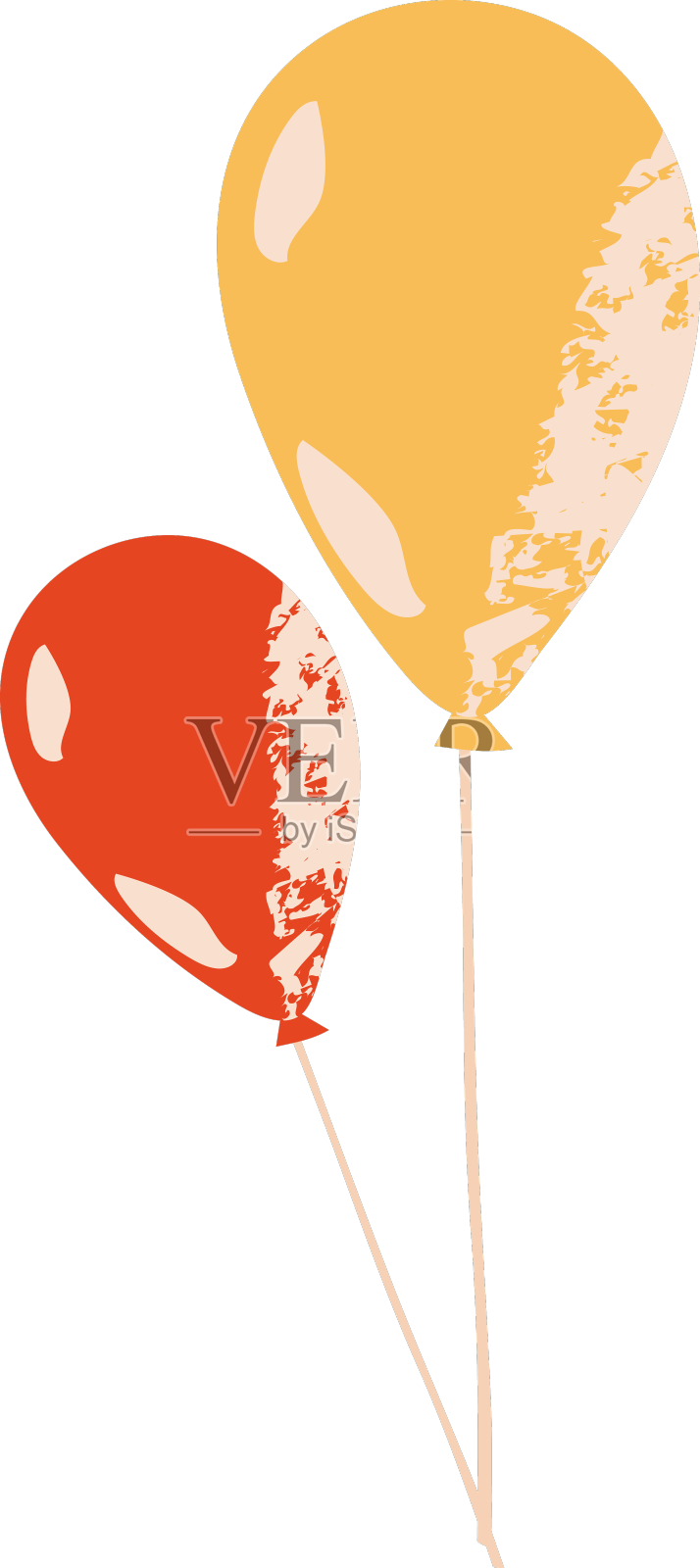 红色和黄色的气球扁平设计元素图片