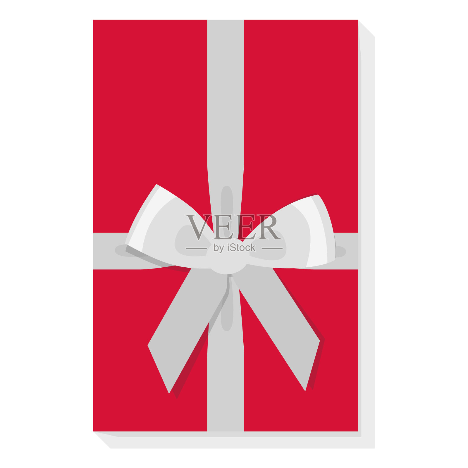 红色礼盒银色蝴蝶结图标29插画图片素材