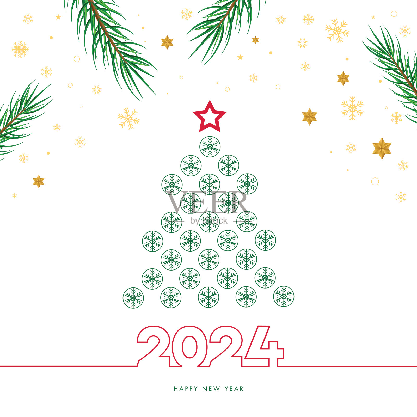 2024. 新年快乐。抽象数字上的背景矢量插图。节日横幅设计贺卡，邀请，日历等矢量股票插图插画图片素材