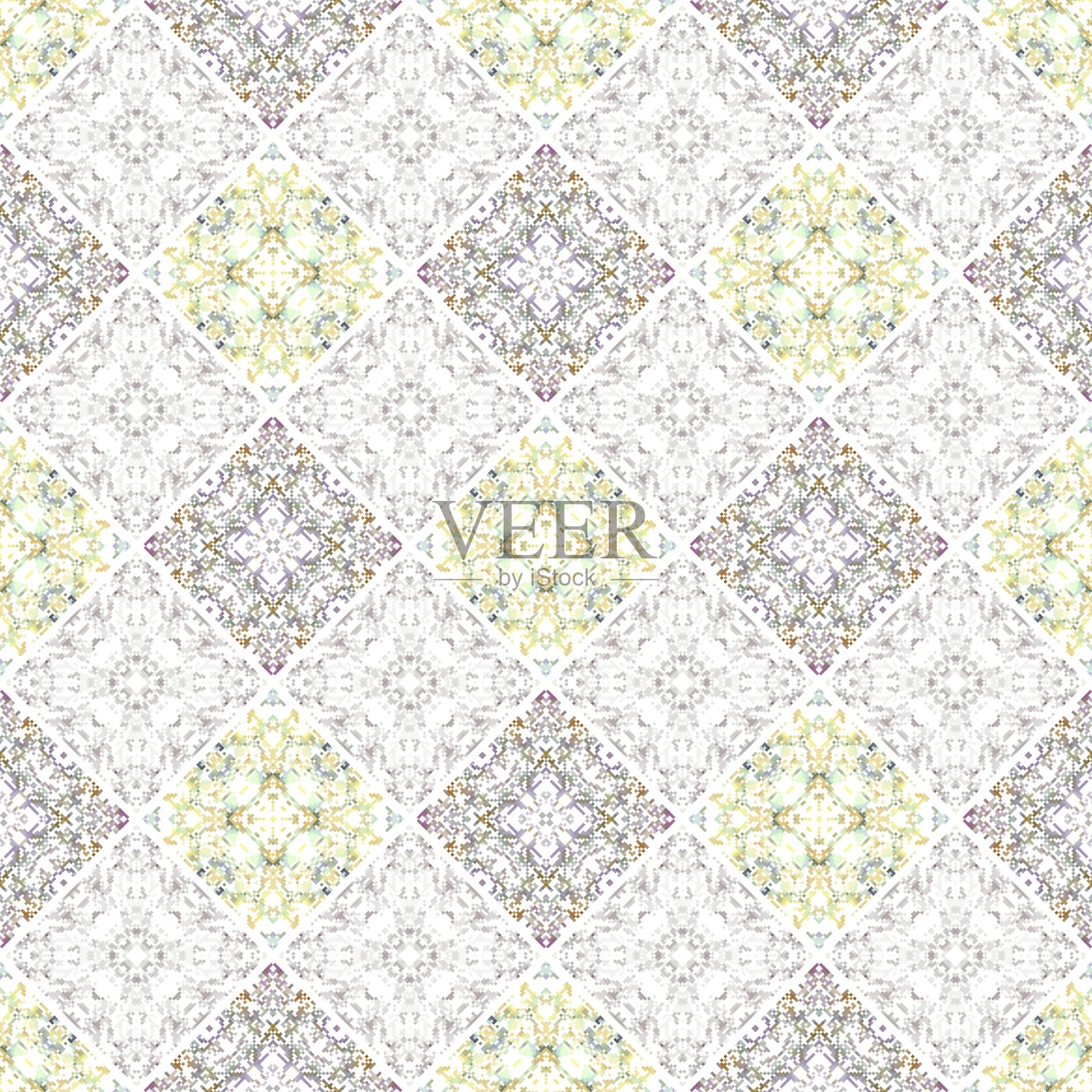 矢量像素东方图案的小正方形在一个白色的背景。插画图片素材