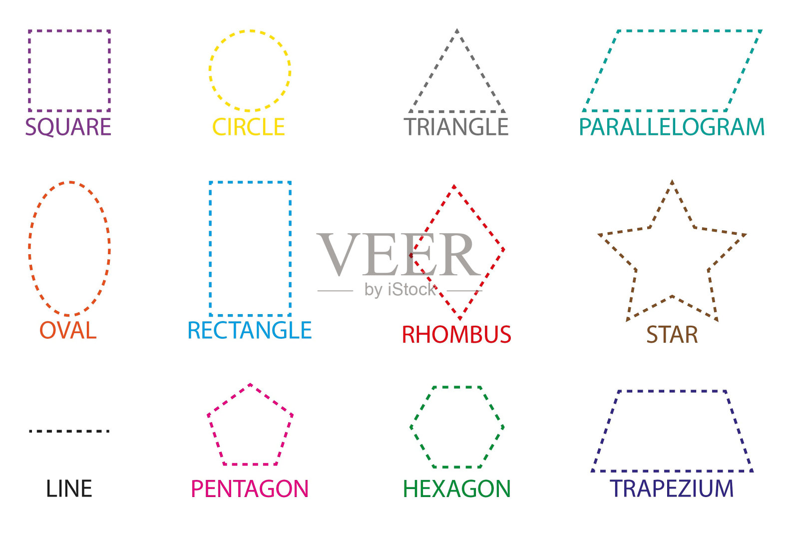 连接点，用英文画出几何图形插画图片素材