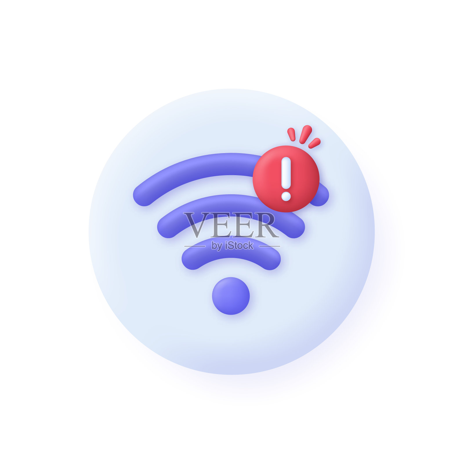 3D无线或Wifi插图上的语音气泡。糟糕的连接概念。失去网络Wifi。网络错误。插画图片素材