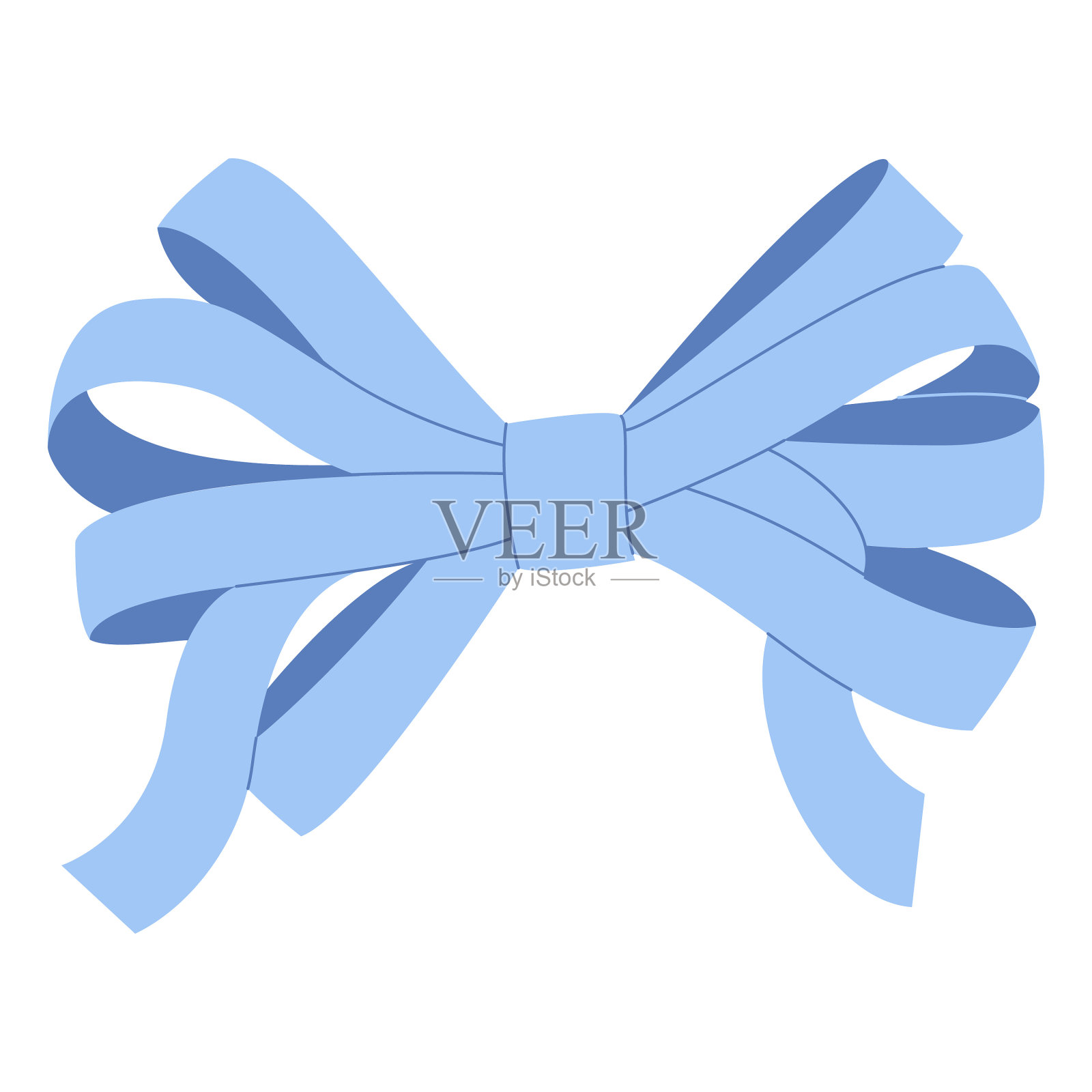 装饰用的蓝色蝴蝶结。插画图片素材