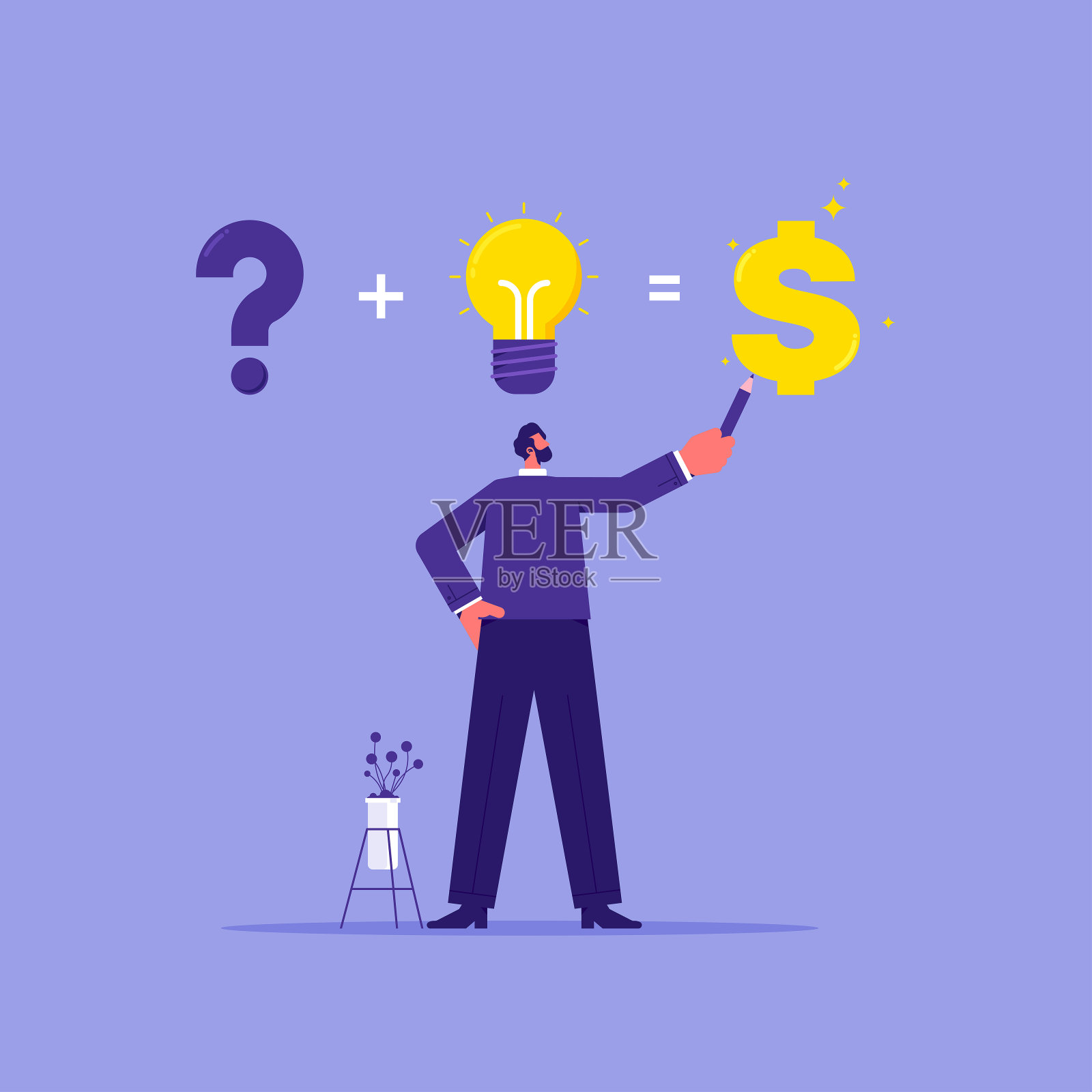 转变赚钱观念或吸引金钱观念的方程式插画图片素材