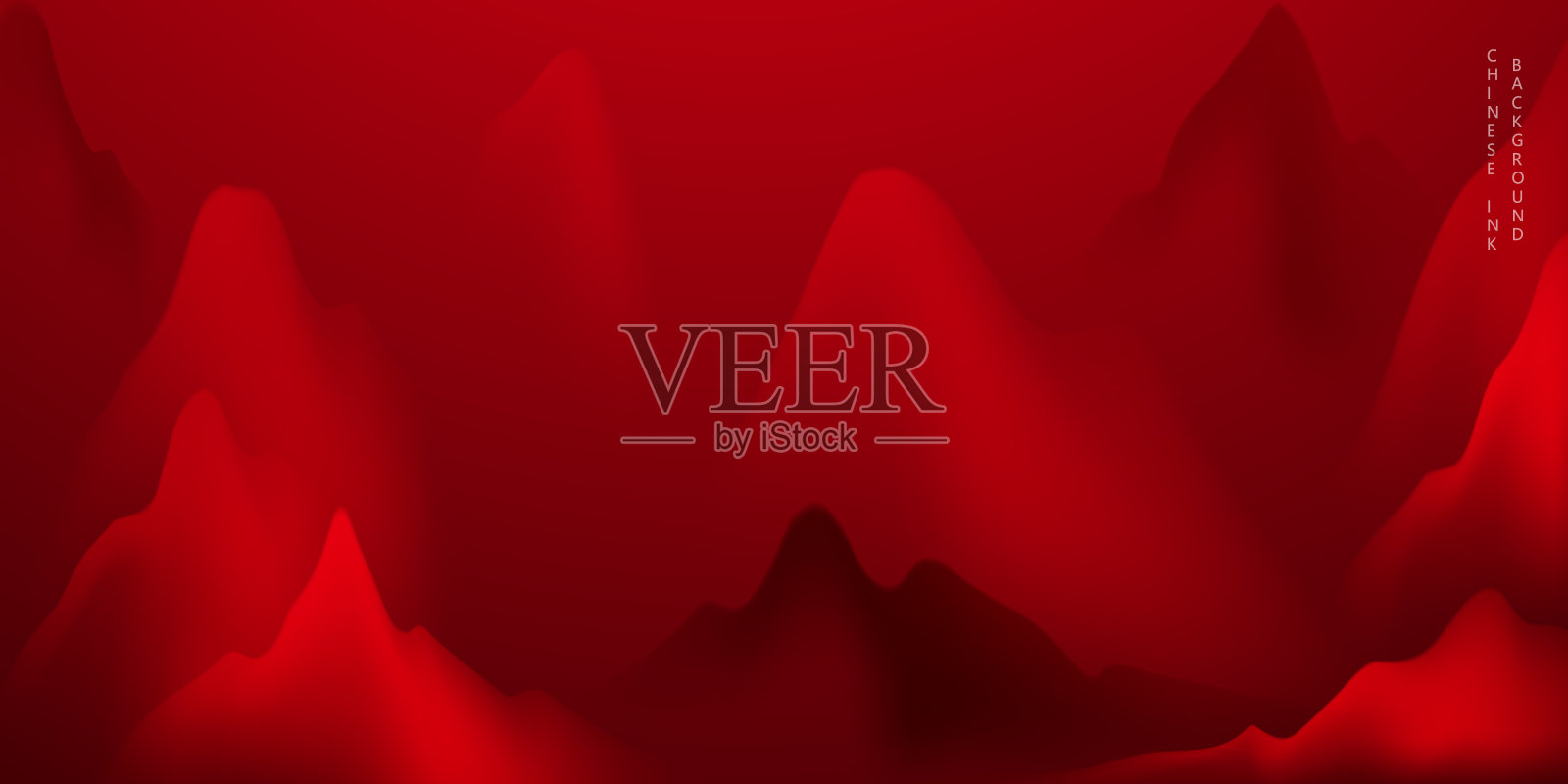 美丽的中国水墨山水画设计，矢量插图插画图片素材