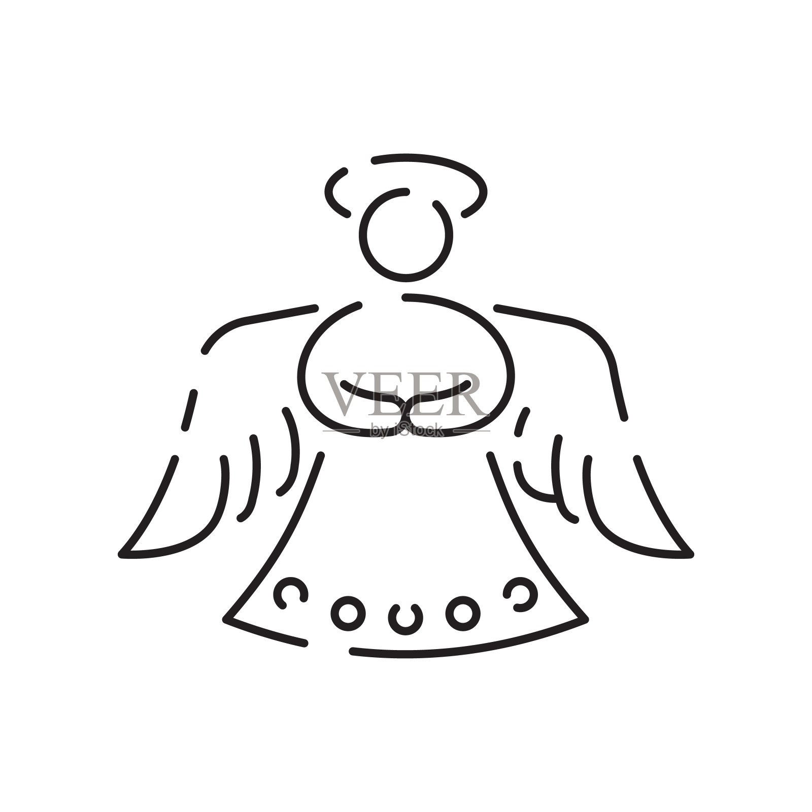 圣诞天使线图标。新年快乐天使线图标上的白色背景插画图片素材