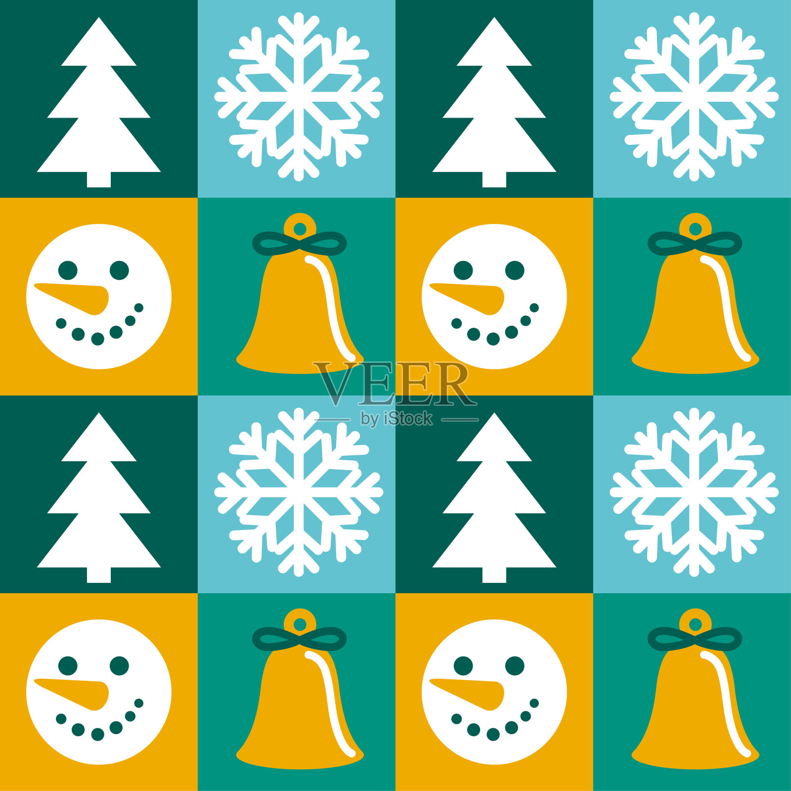 圣诞图案上有包豪斯风格。极简主义的打印。插画图片素材