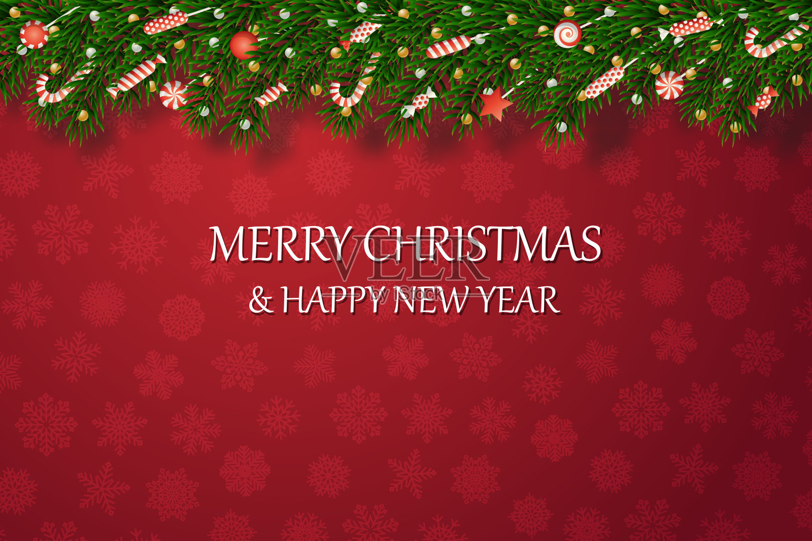 装饰树枝的圣诞横幅。插画图片素材