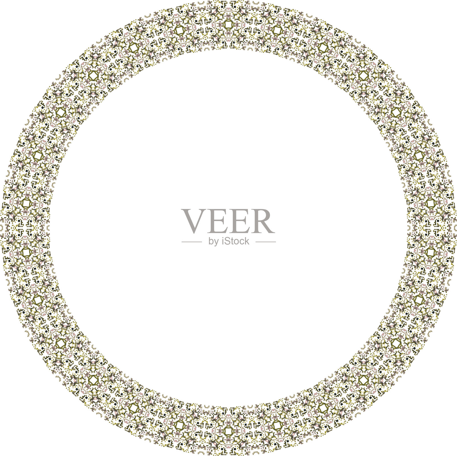 装饰圆形框架与花卉图案。东方风格设计的优雅元素，文字的位置。花的边界。花边插图的邀请和贺卡。插画图片素材