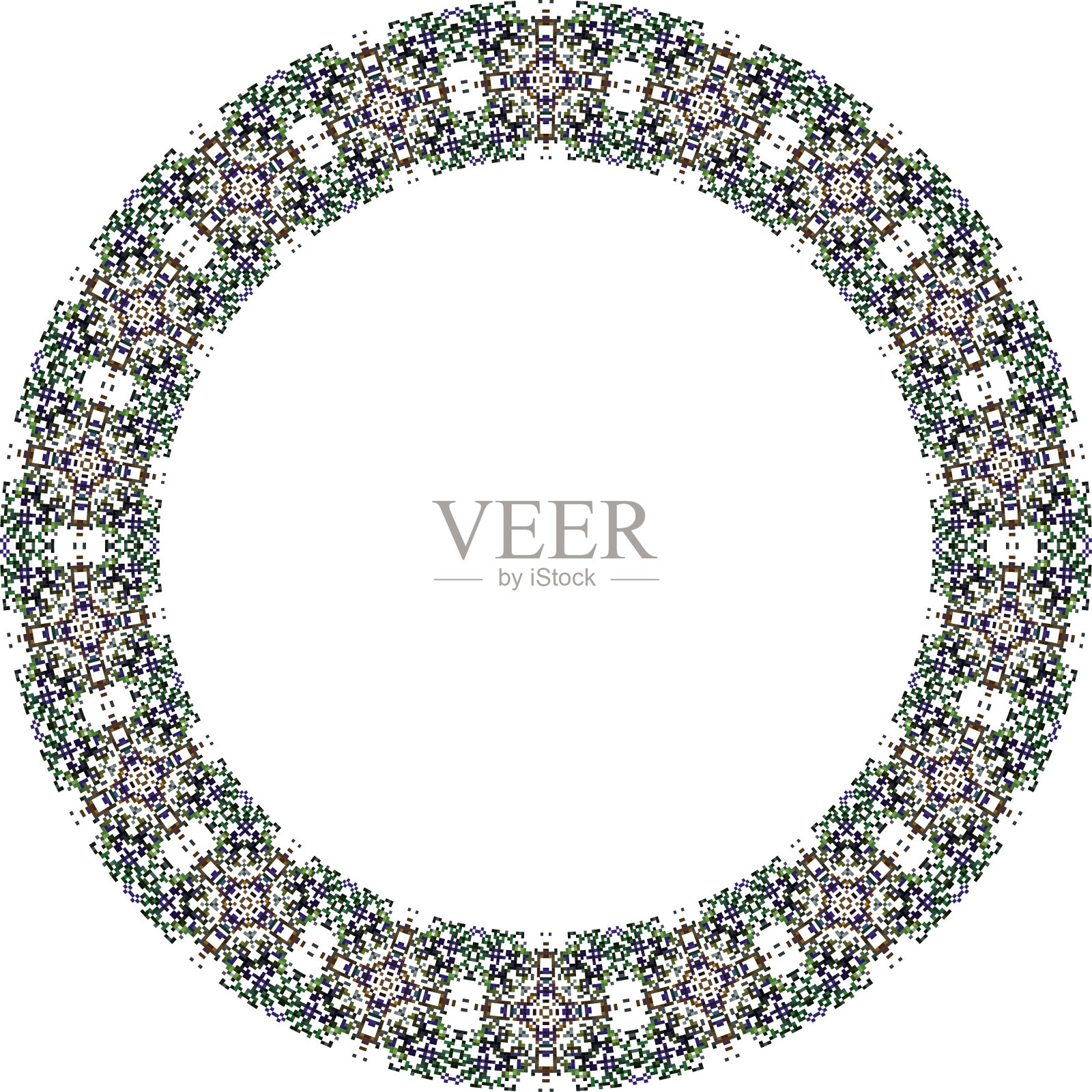 装饰圆形框架与花卉图案。东方风格设计的优雅元素，文字的位置。花的边界。花边插图的邀请和贺卡。插画图片素材