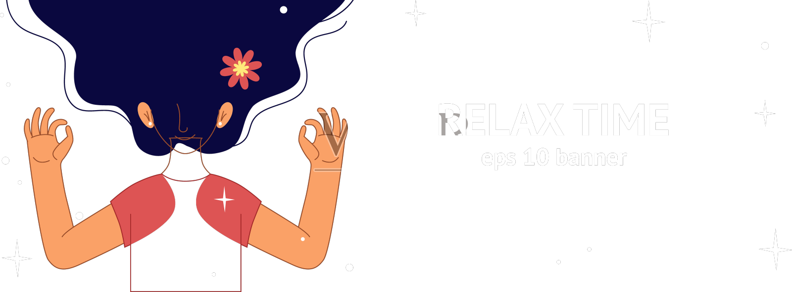 放松横幅快乐女人放松花在设计元素图片