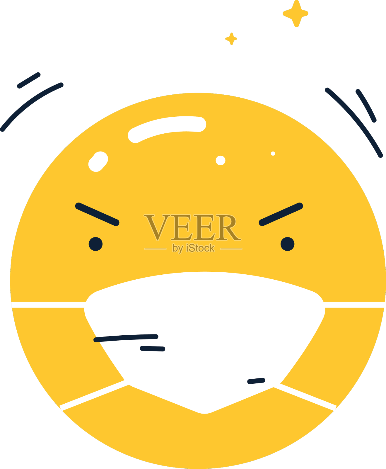 闪亮的愤怒表情符号和扁平的面罩设计元素图片