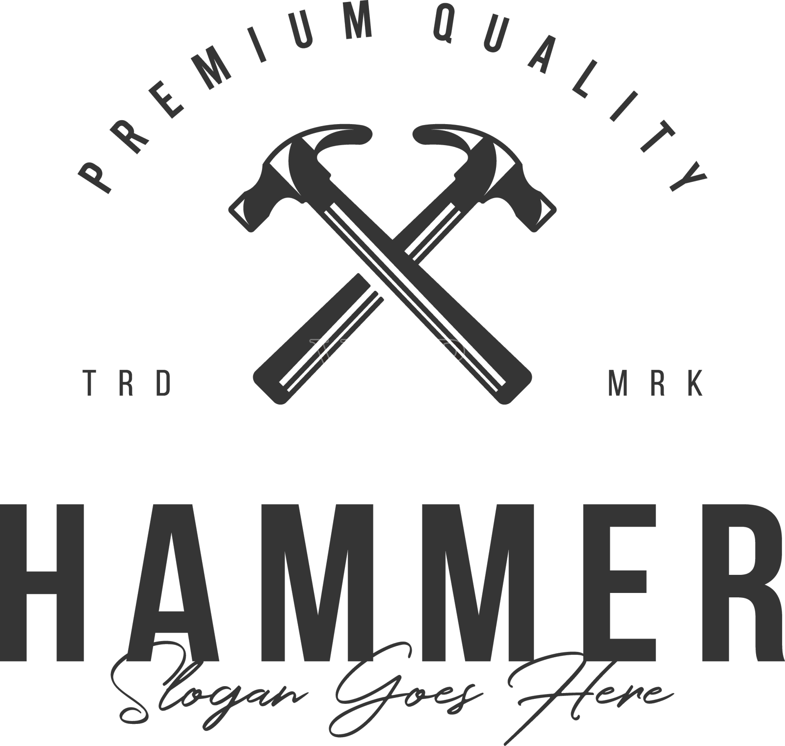 车间的木匠标志交叉锤图标设计元素图片