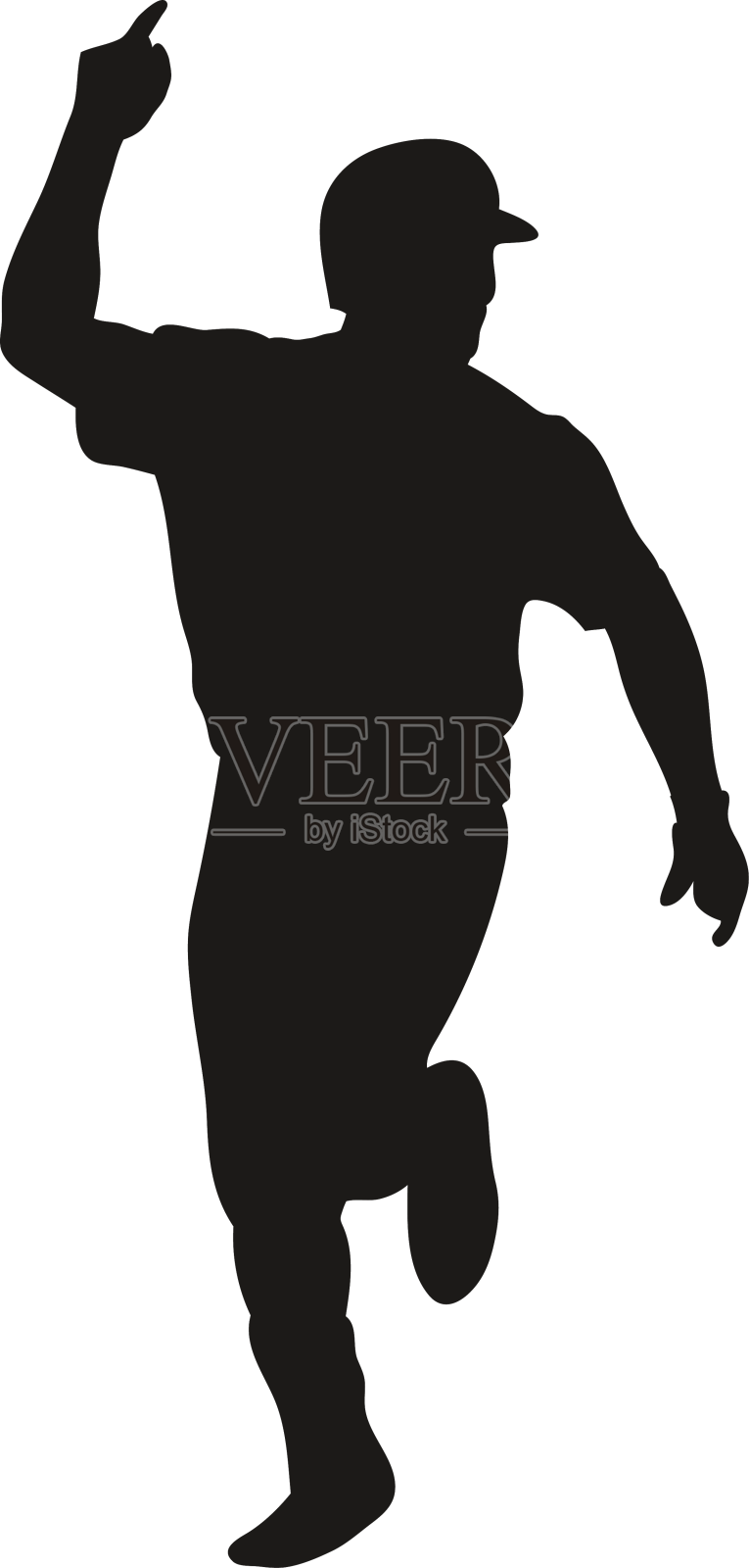 跑步棒球运动员剪影设计元素图片