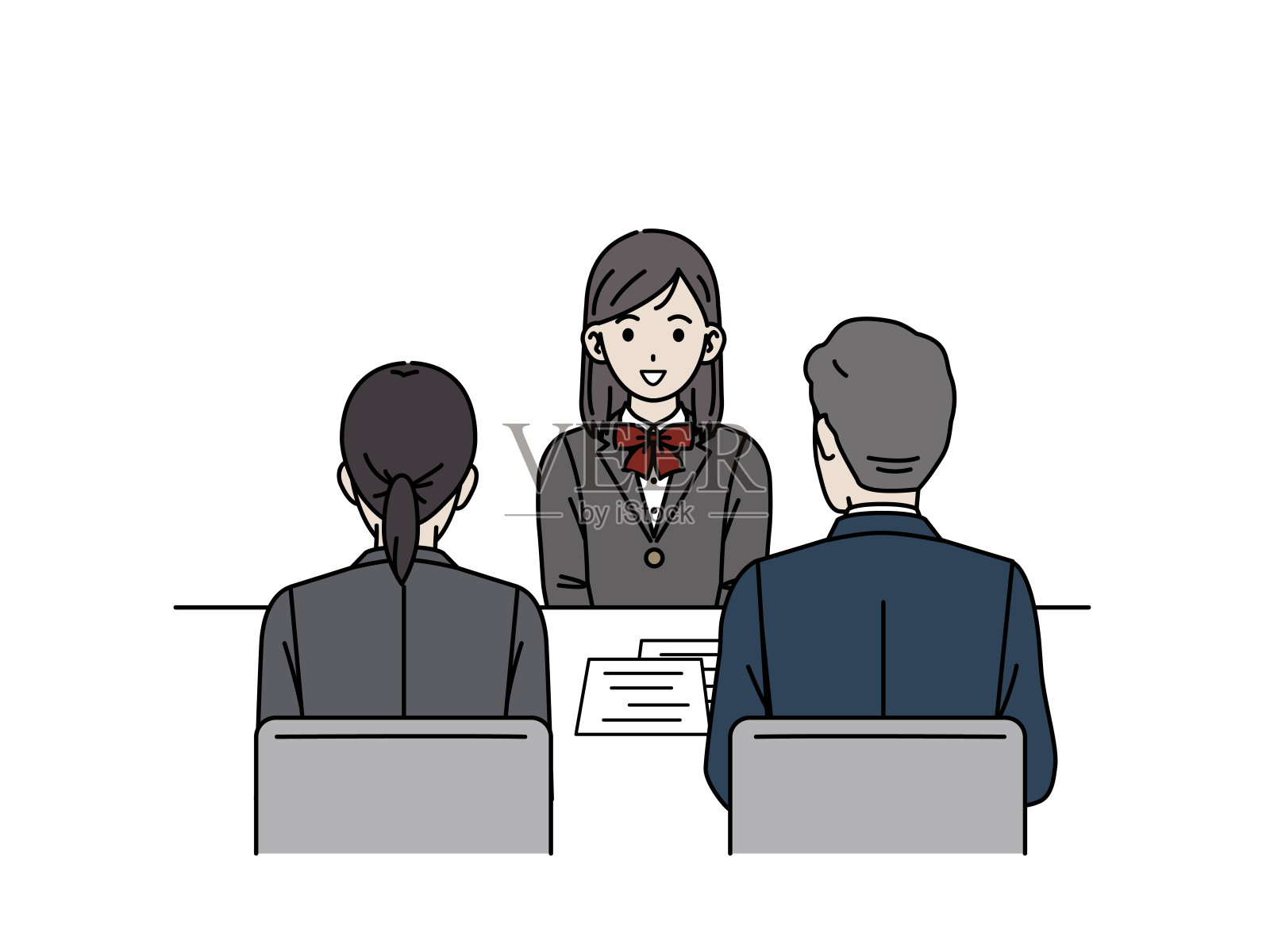 正在接受推荐面试的女学生插画图片素材